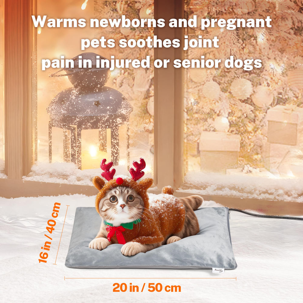 Toozey outdoor pet heating pad long-cord allows flexible placement.