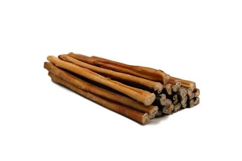 Top Dog Chews 12-Inch Bully Stick background shows healthy chew option free from rawhide.
