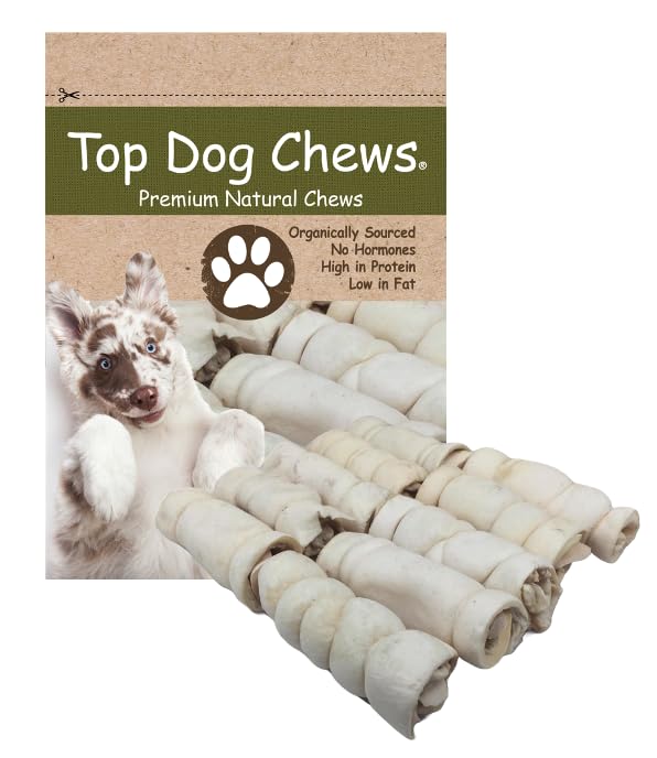 Top Dog Chews beef cheek rolls packaging—10-pack for long-lasting chew sessions.