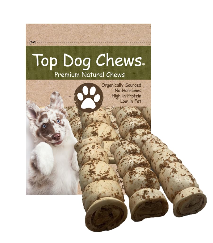 Top Dog Chews buffalo beef cheek rolls roasted 3-pack long-lasting chew for dogs