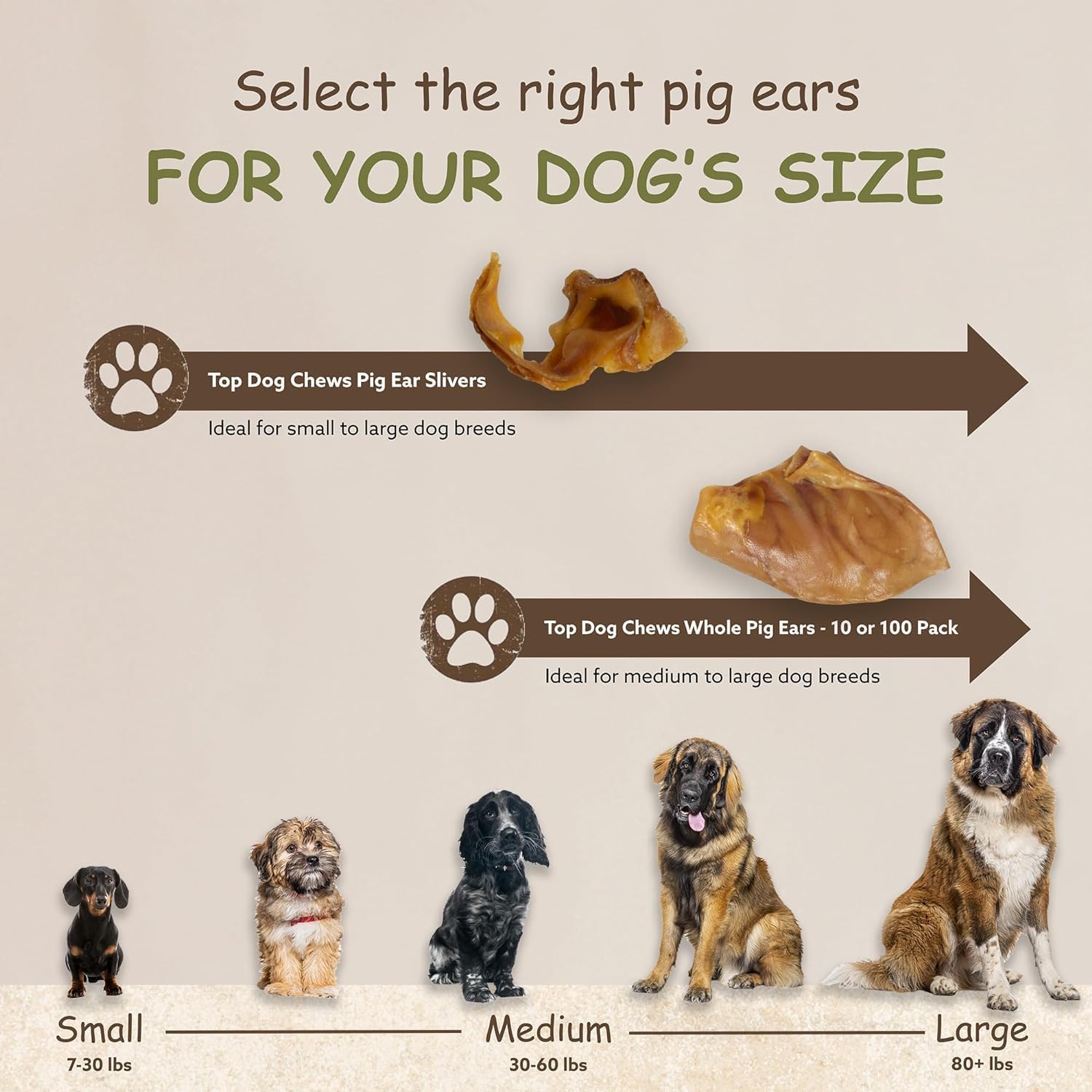 Top Dog Chews bulk 1lb pig ear convenient stocking and sharing.