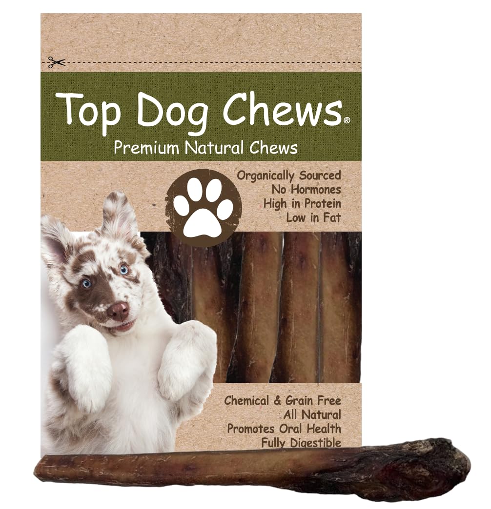 Top Dog Chews extra thick 12-inch bully sticks packaging for long-lasting big-dog chew