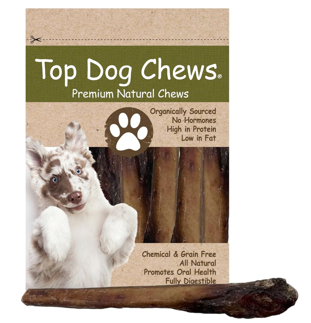 Top Dog Chews extra thick 12-inch bully sticks packaging for long-lasting big-dog chew