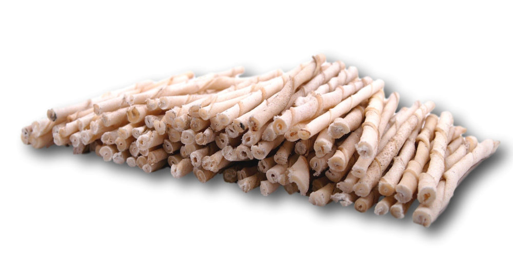 Top Dog Chews rawhide twists closeup – natural texture helps clean teeth.