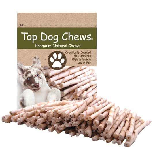 Top Dog Chews rawhide twists pack 100 – durable dental chew supporting healthy chewing.