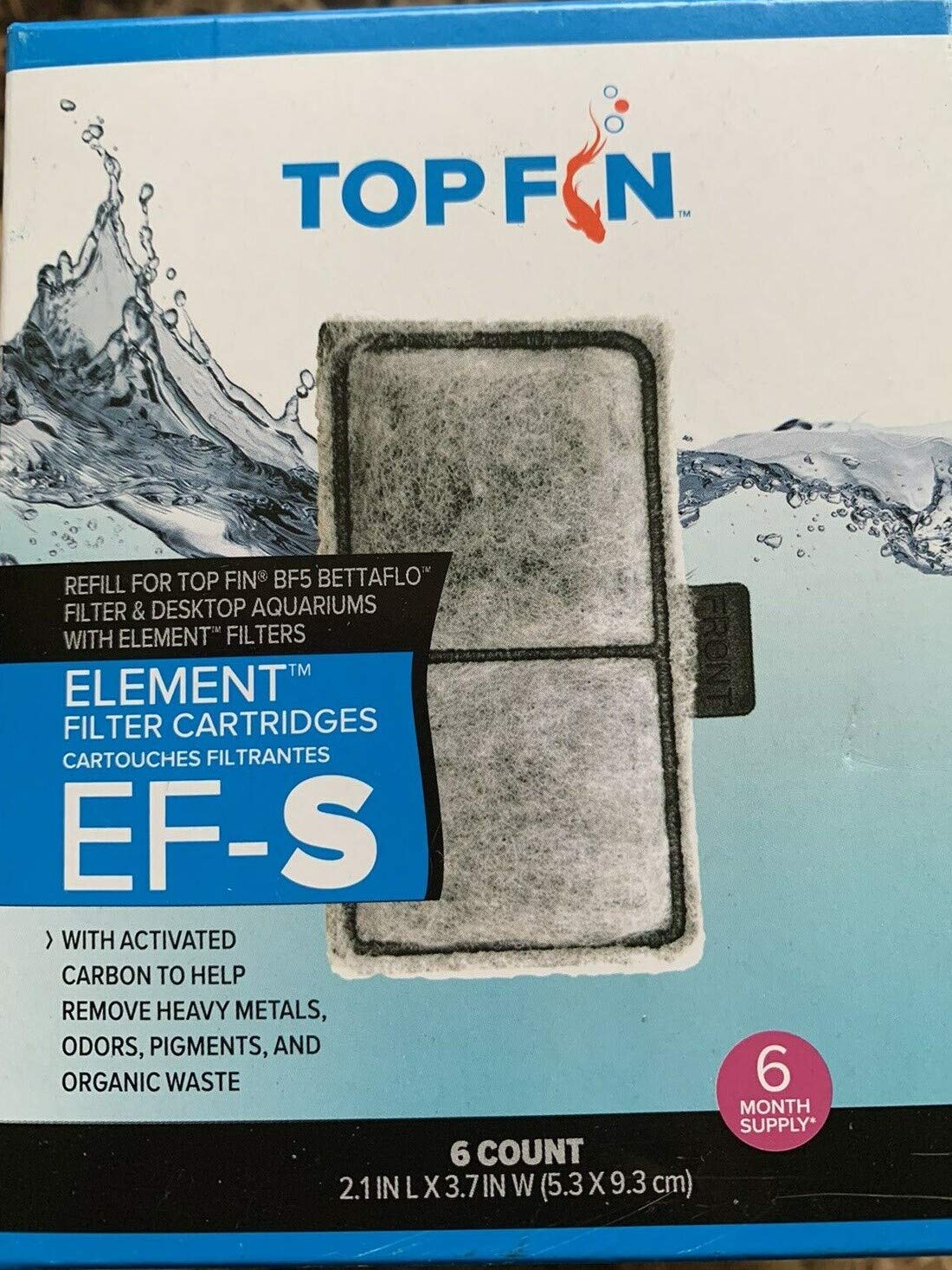 Top Fin EF-S element filter cartridge pack front view for clean water maintenance.