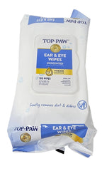 TOP PAW ear and eye wipes unscented packaging view, ideal for busy dog grooming at home.
