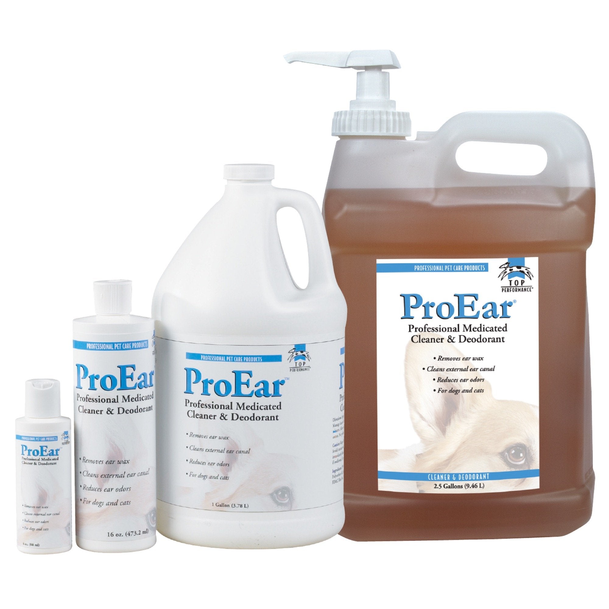 Top Performance ProEar cleaning-ears-solution illustrates versatile ear care for dogs and cats