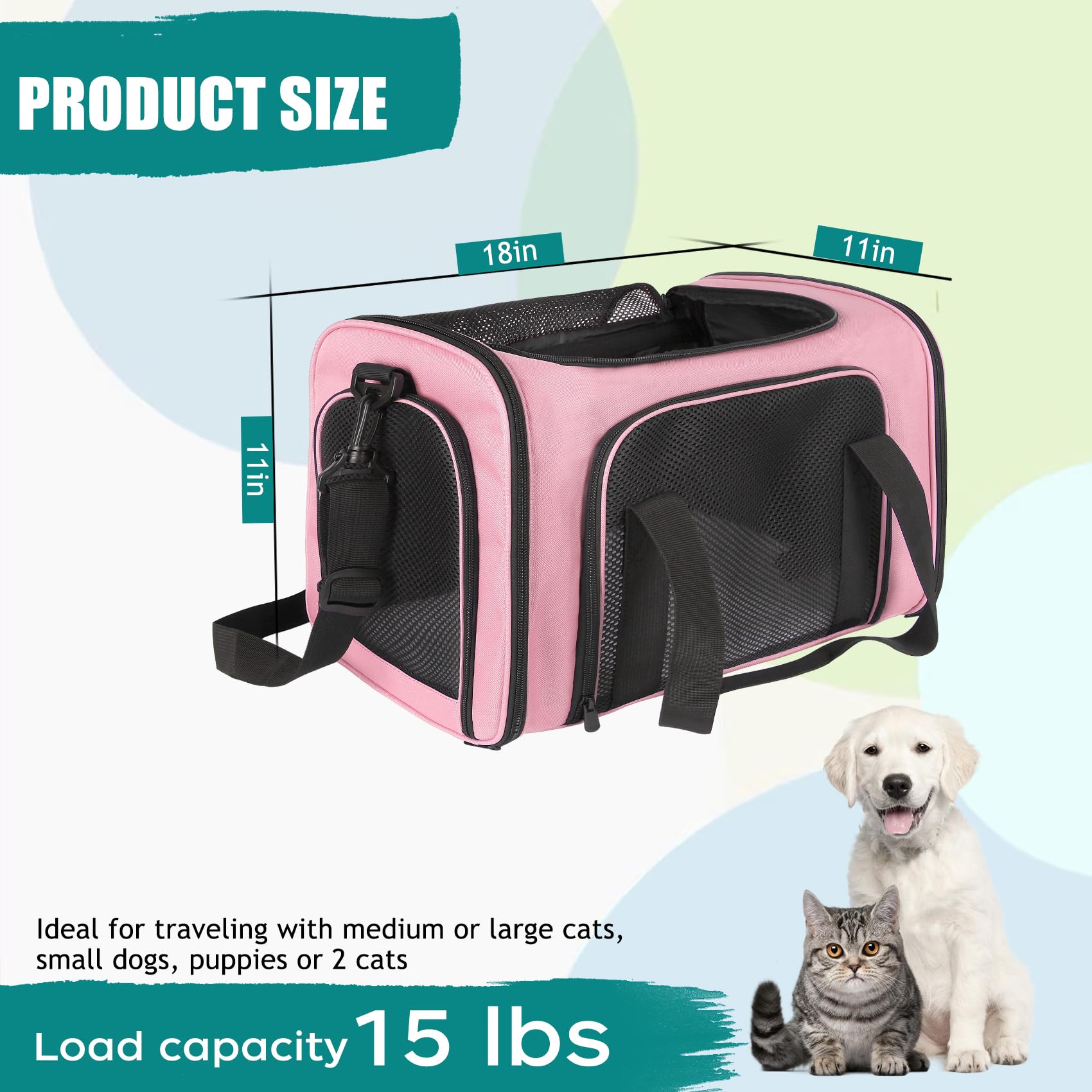 Top tasta breathable four-sided windows provide airflow and pet visibility.