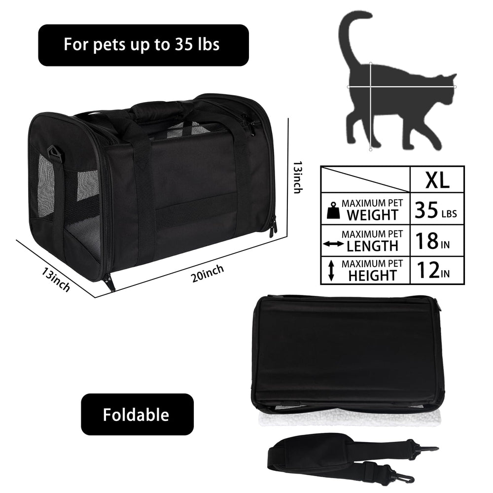 Top tasta cat carrier folded for compact storage after travel.