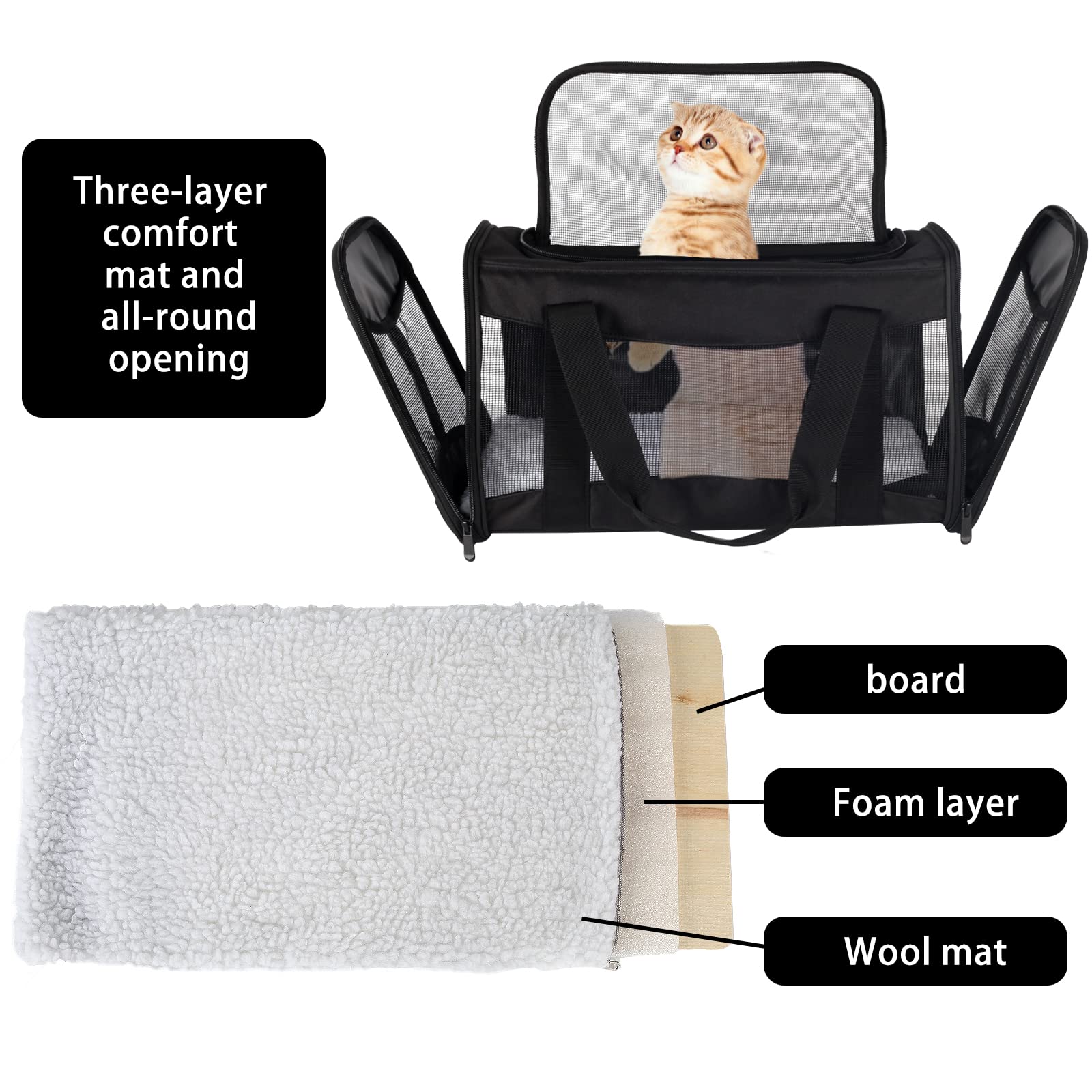 Top tasta cat carrier in use during car rides.