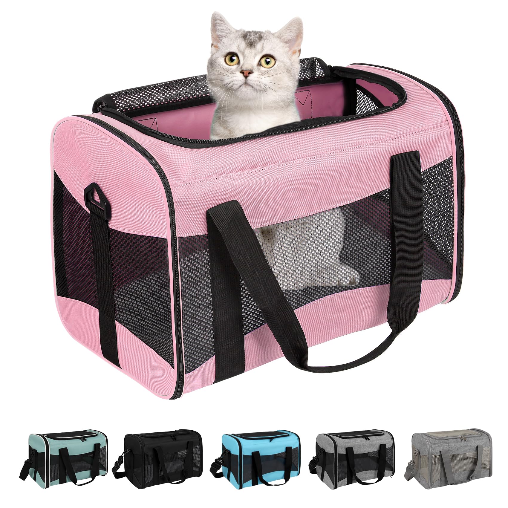 Top tasta Cat Carrying Case under-seat view for easy airline travel.