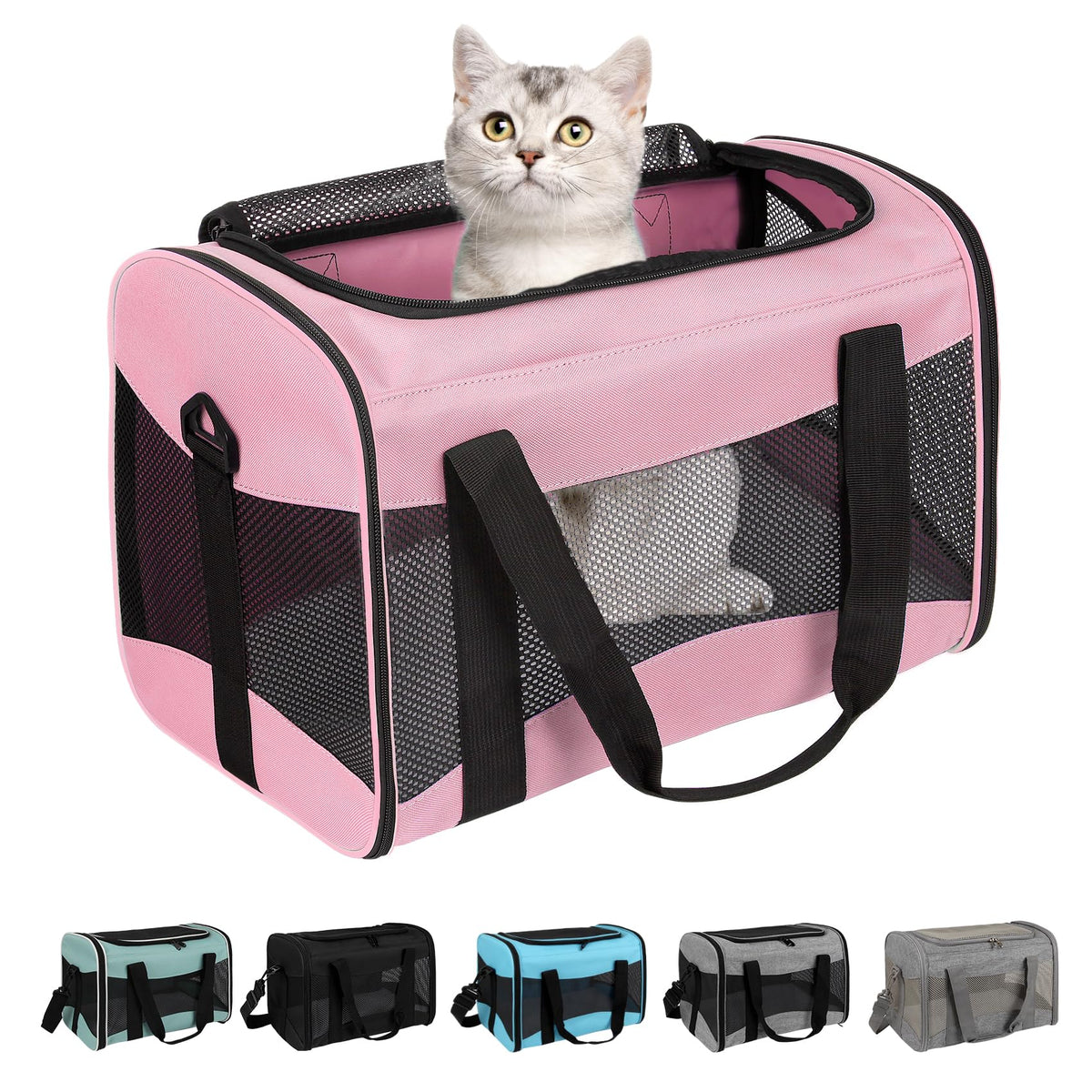 Top tasta Cat Carrying Case under-seat view for easy airline travel.