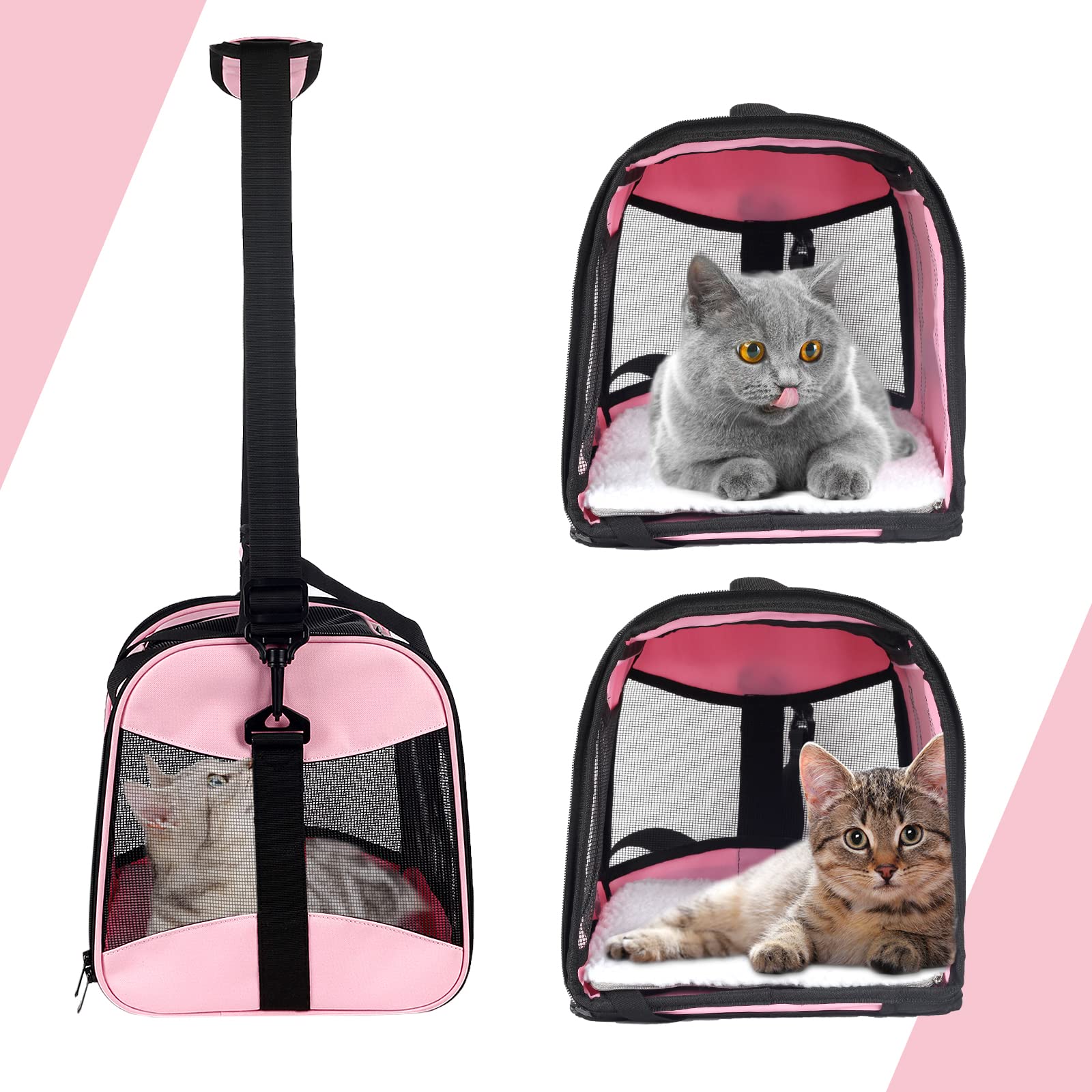 Top Tasta cat carrier with detachable wool bed for cozy travel.