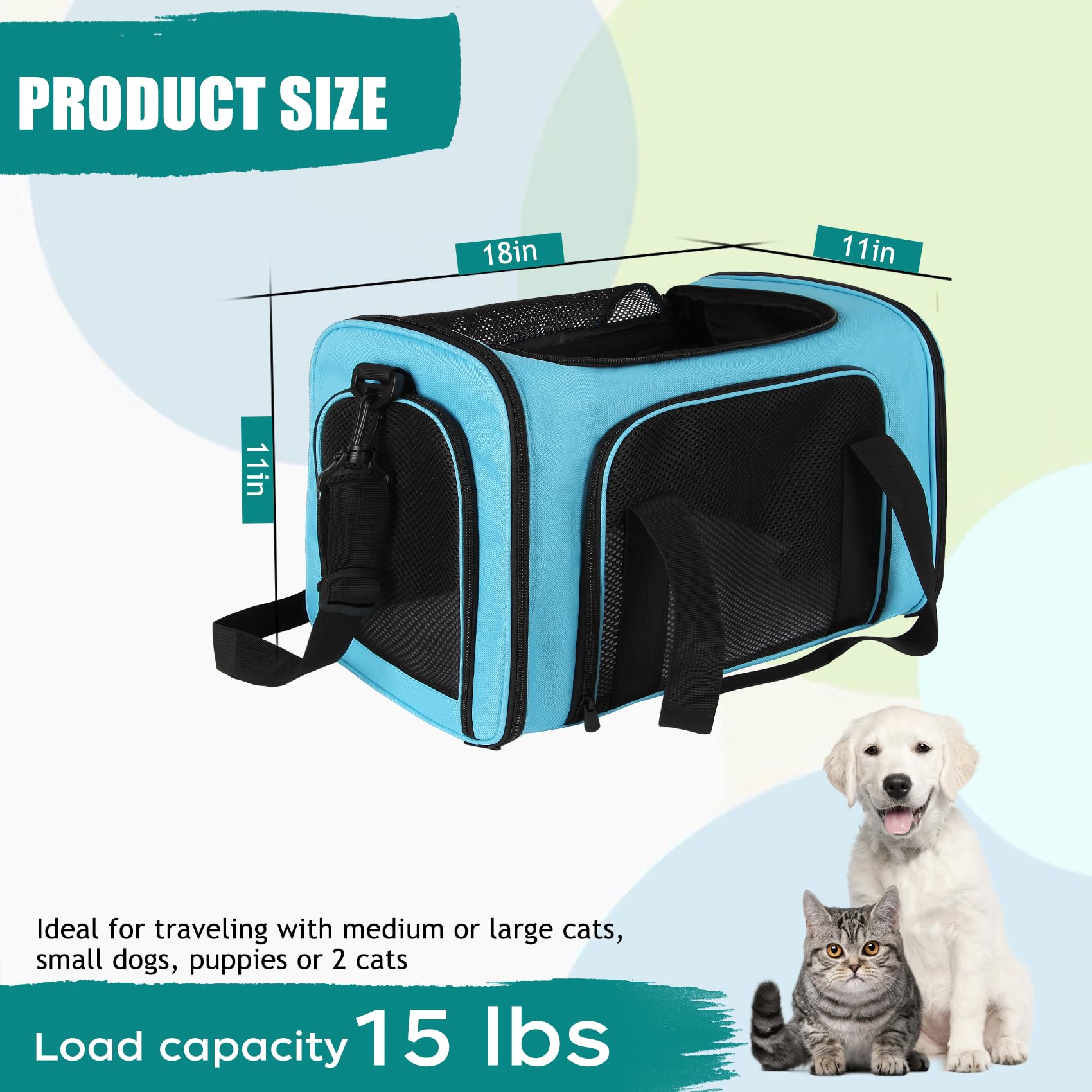 Top tasta dog cat carrier blue side view highlights portable comfort on trips