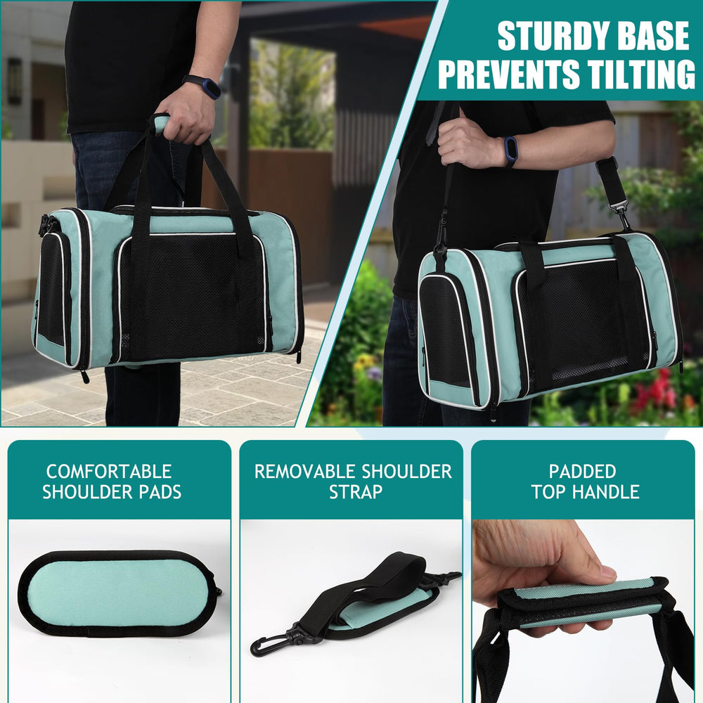 Top tasta dog-cat carrier with double-strap design for easy carrying.
