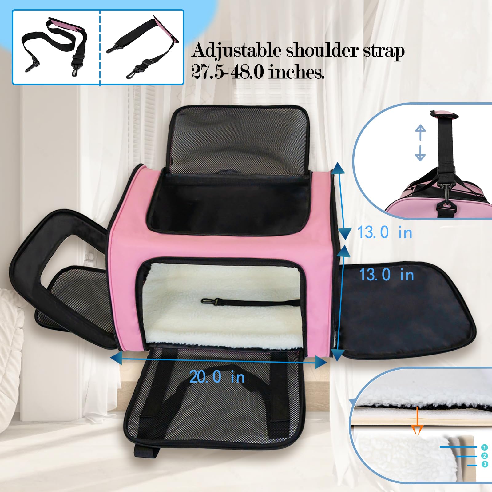 Top tasta soft-sided carrier supports optional ice pad for warmer days