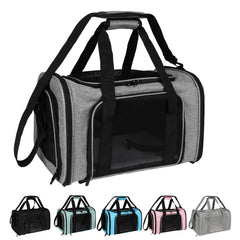 Top tasta large grey black dog cat carrier front view for safe travel