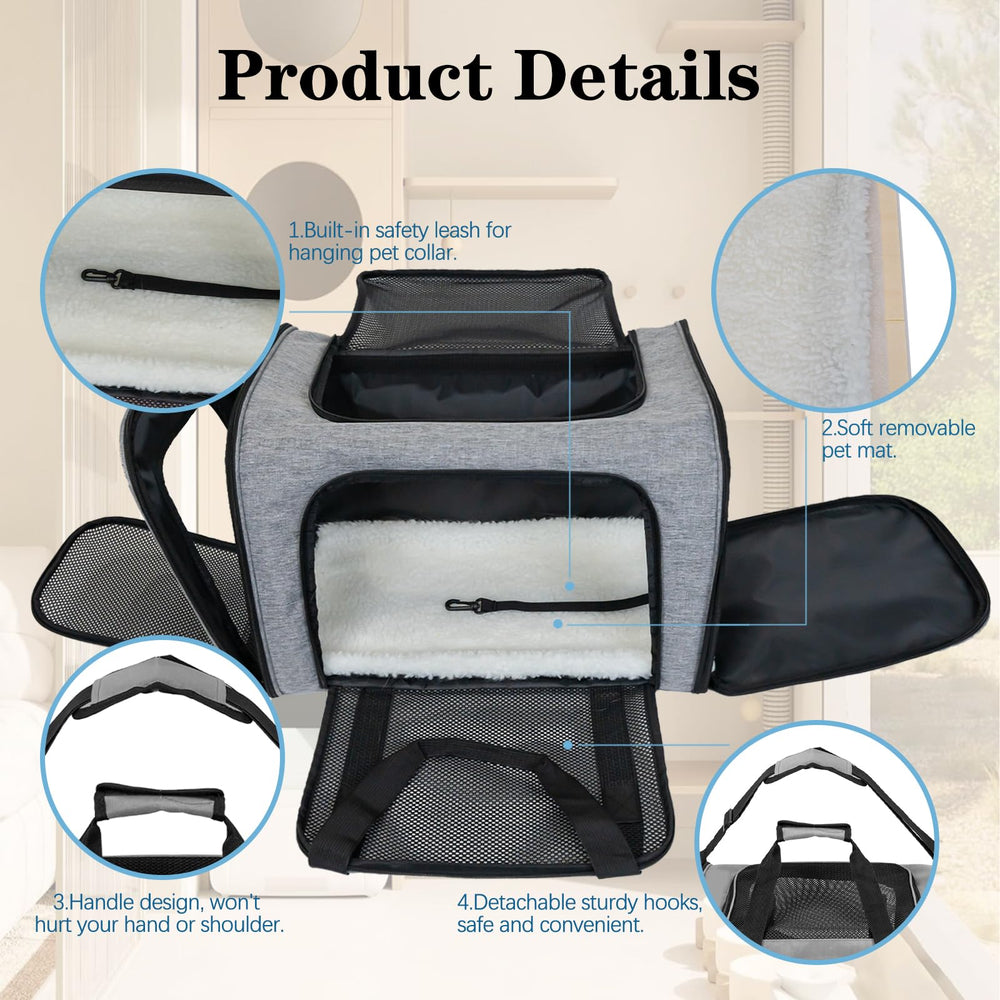 Top tasta large grey black carrier size guide shows fit for pets up to 25 lbs