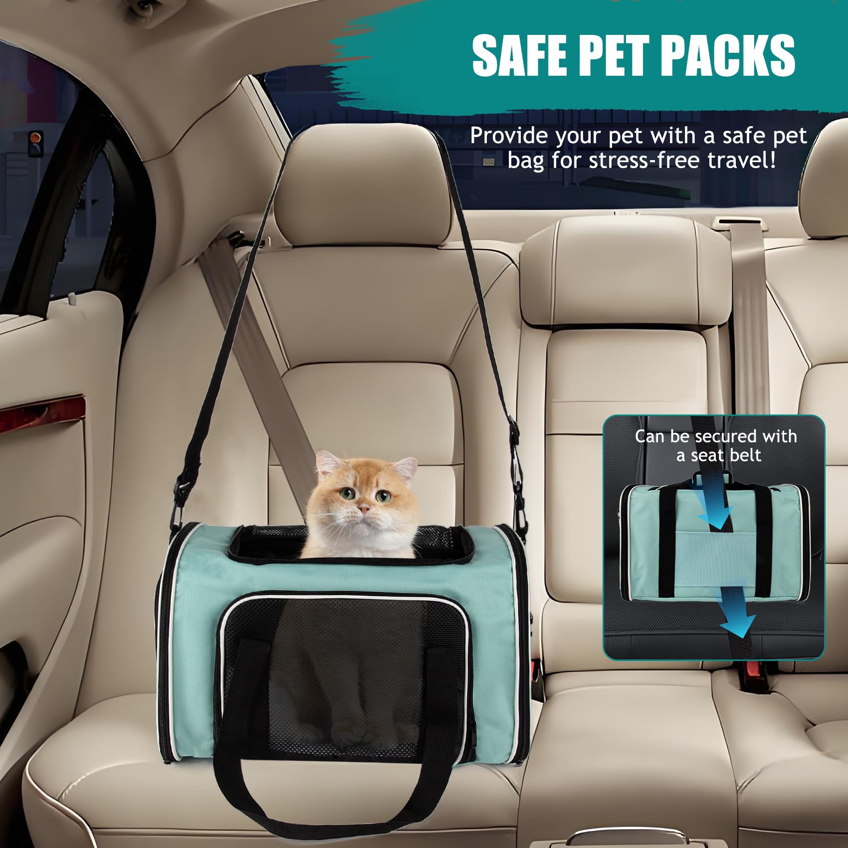 Top tasta dog-cat carrier features a non-slip zip for safety.