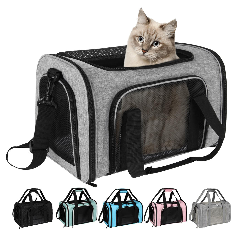 Top tasta dog carrier open view shows sturdy steel frame and scratch-resistant fabric for durability