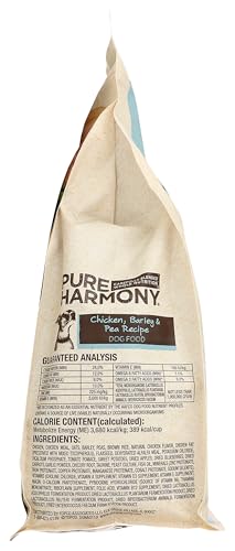 Topco Associates Pure Harmony dog food chicken aroma enhances feeding time.