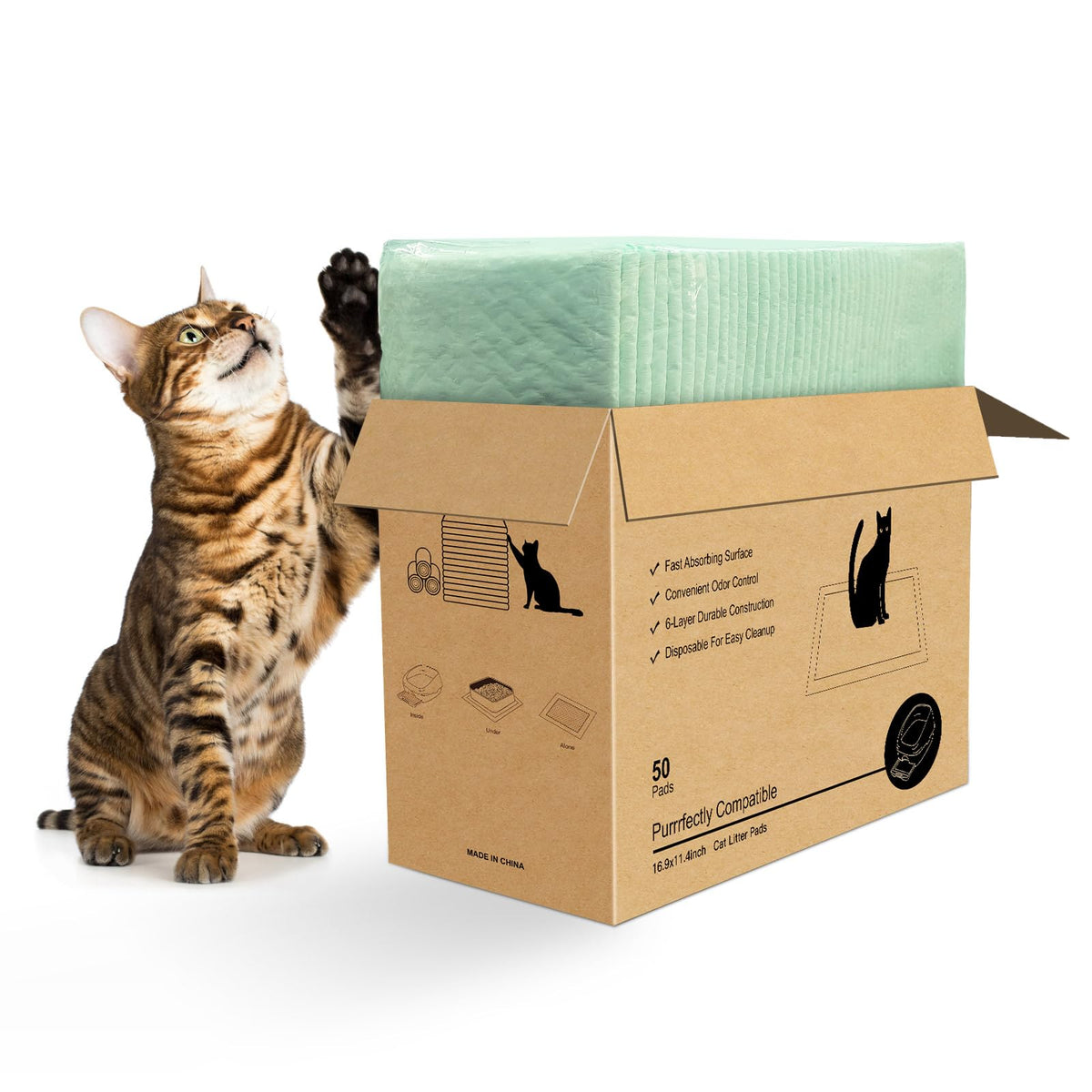 Topfeel cat pad demonstrates Breeze compatibility for secure fit and dry litter