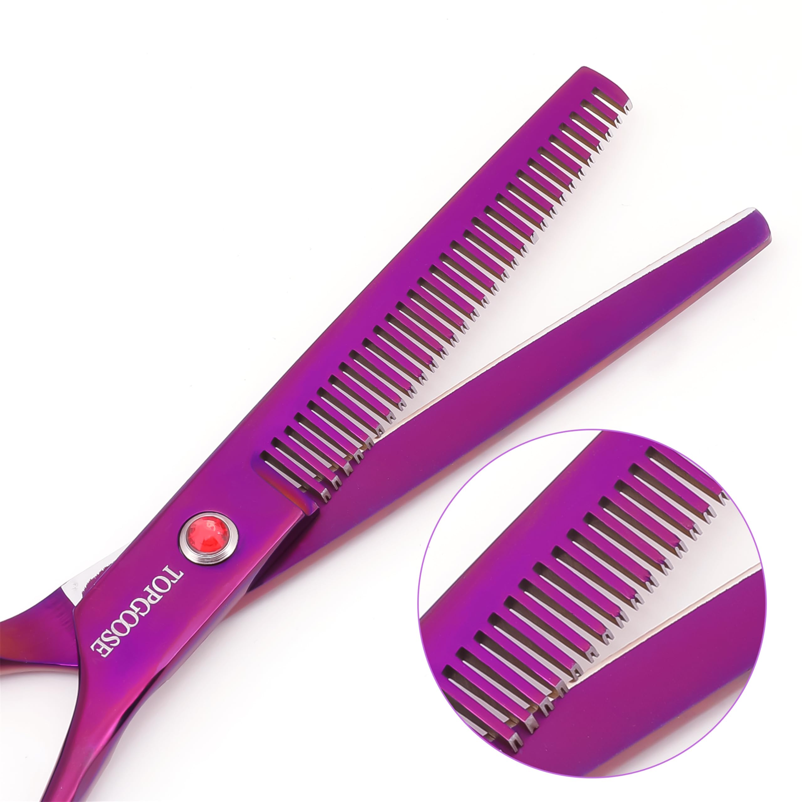 TOPGOOSE thinning shear ergonomic grip supports steady, controlled cuts during grooming.