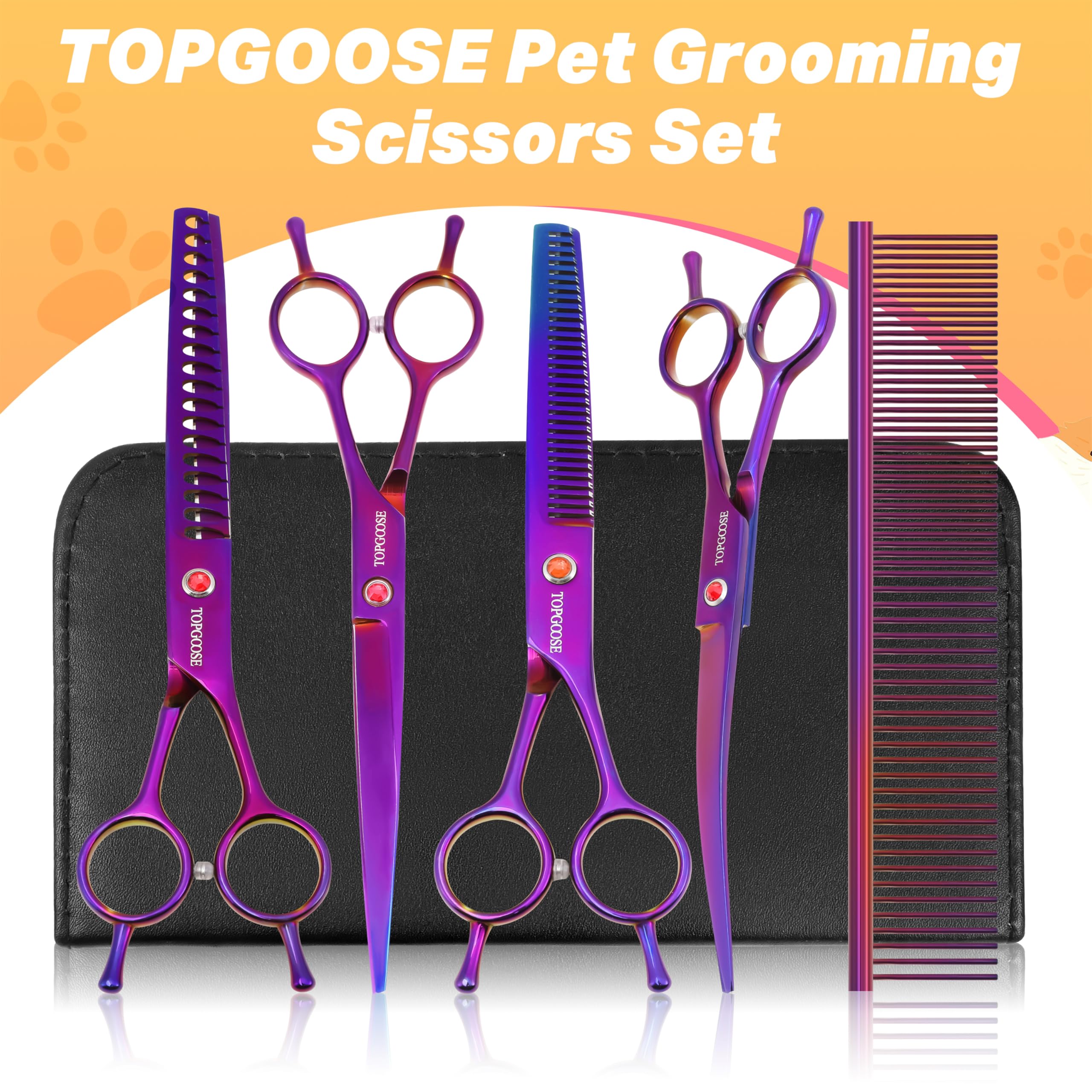 TOPGOOSE ergonomic handles reduce hand fatigue during longer grooming sessions.