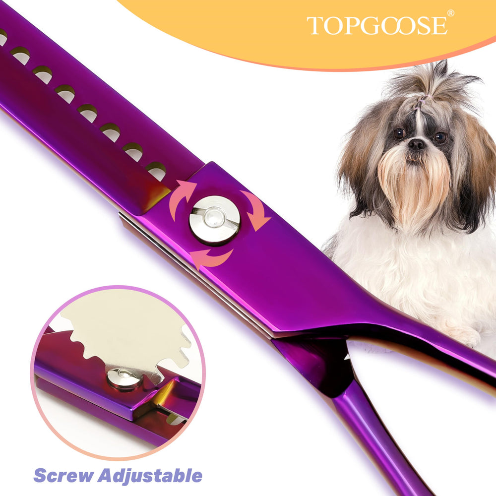 TOPGOOSE straight dog grooming scissors deliver clean, even body fur cuts.