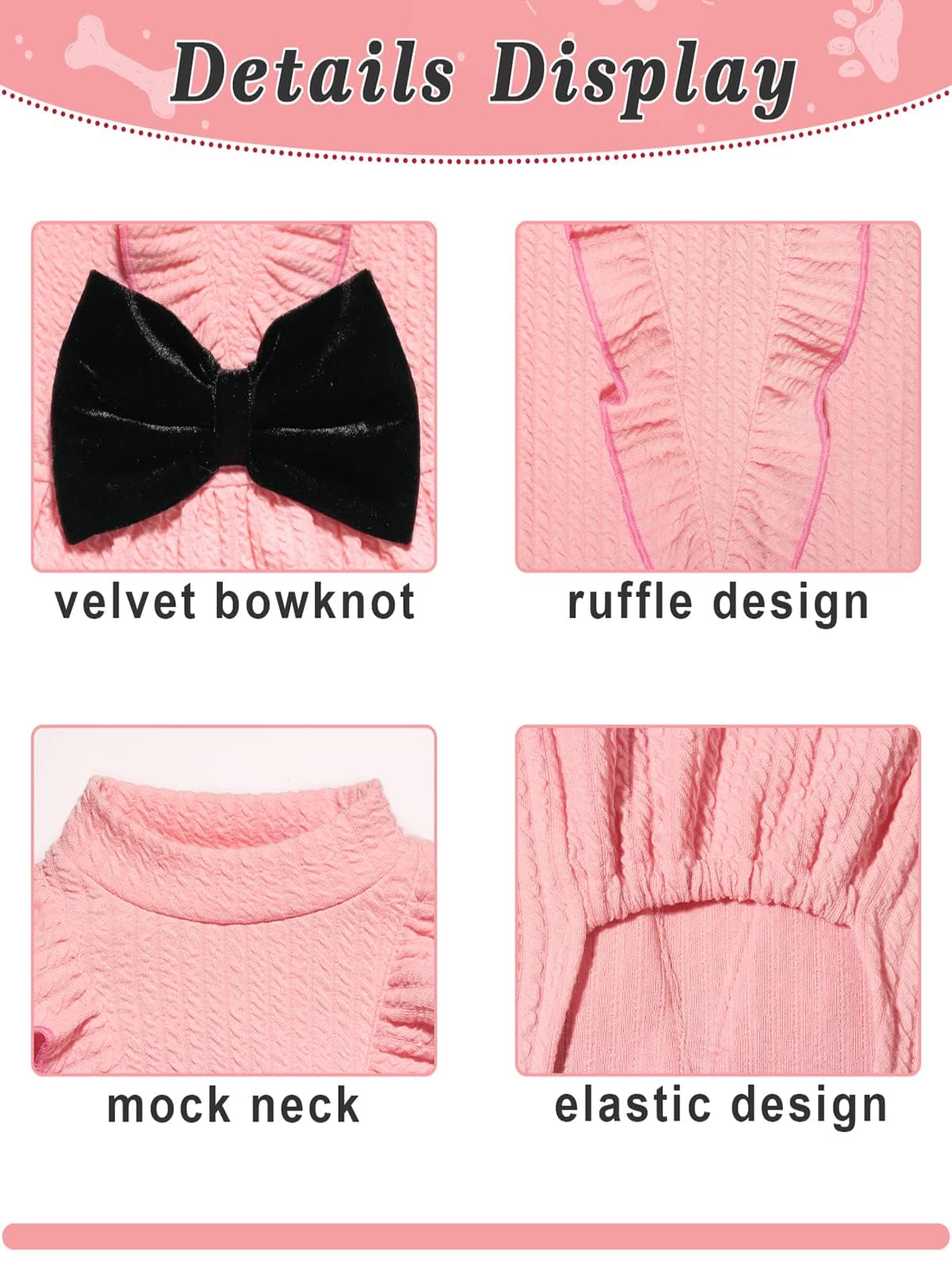 Topkins dog princess dress pink with turtleneck and bow for celebrations.