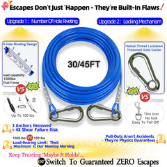 TopKnot 360° swivel dog run reduces tangles during play.