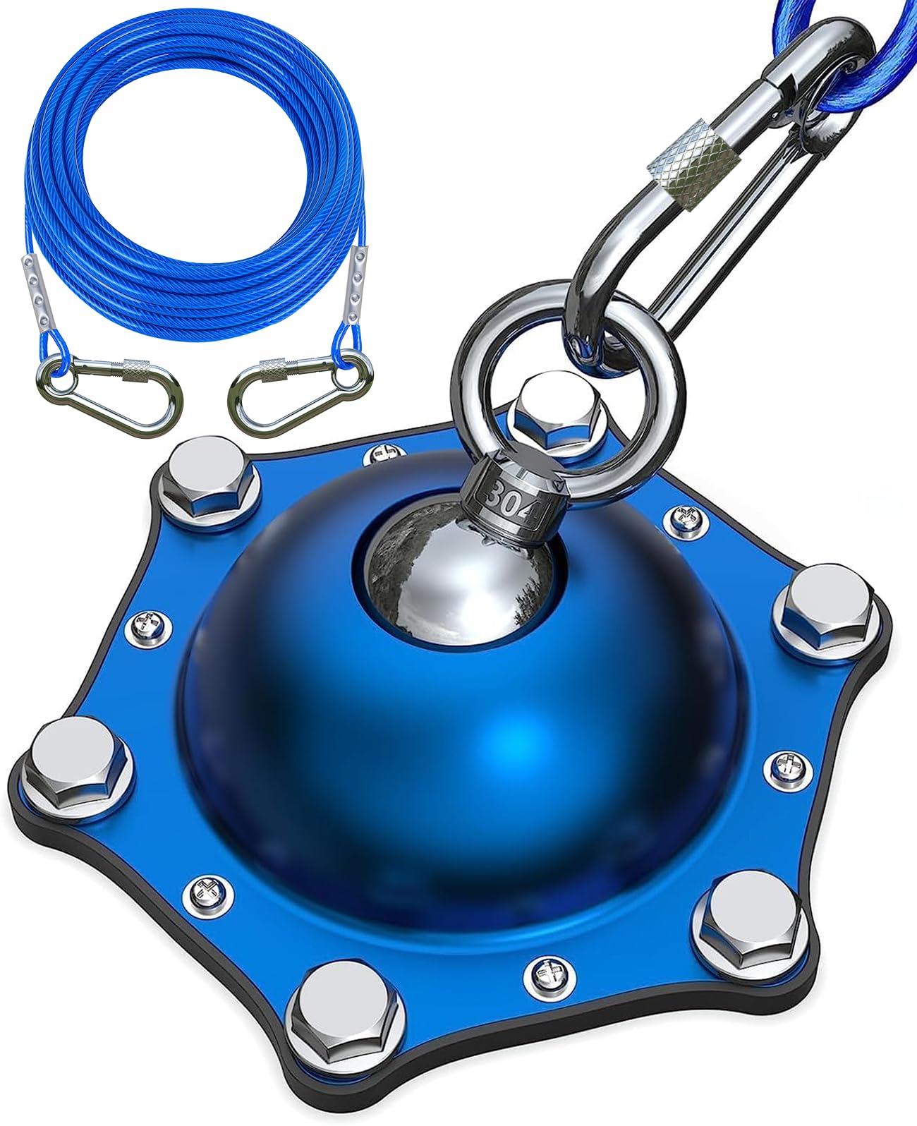TopKnot 45ft dog tie-out cable in yard enabling spacious play.