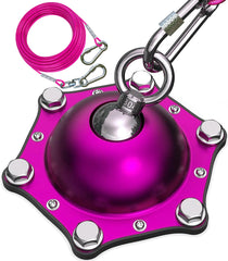 TOPKNOT dog tie out stake with 360° swivel reduces tangles during yard play.