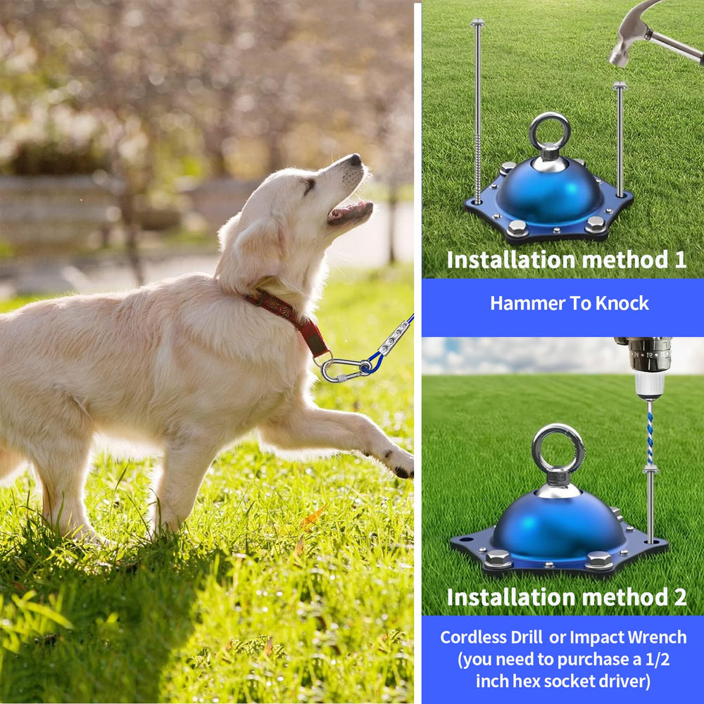 TOPKNOT installation anchors driven into ground for secure stability.