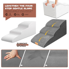 Topmart 3-tier dog stairs side view demonstrates wide non-slip steps