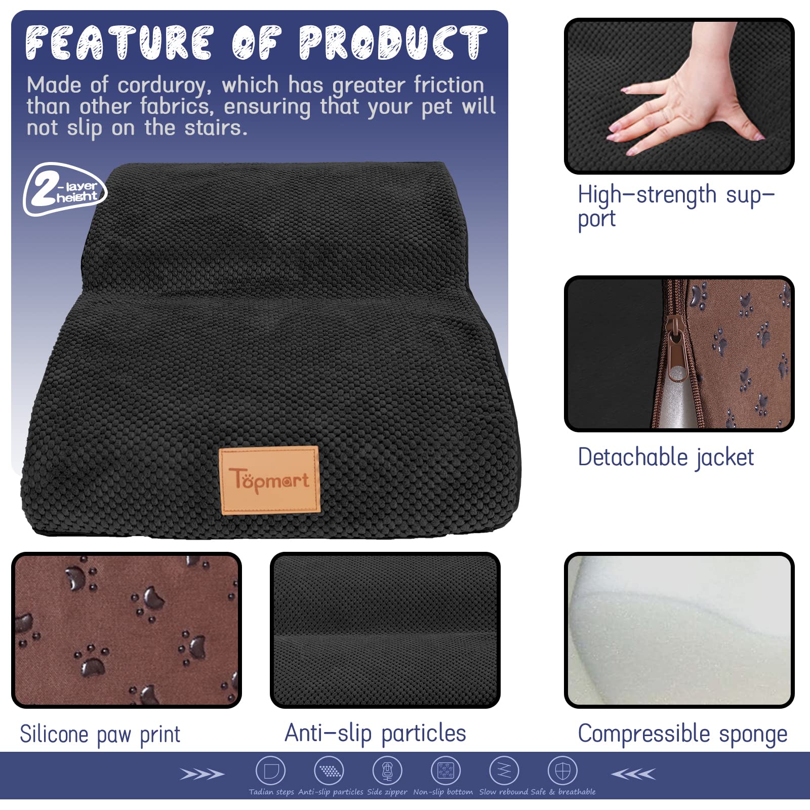 Topmart Dog Ramp Assembled With Pet illustrates ready-to-use setup for seniors.