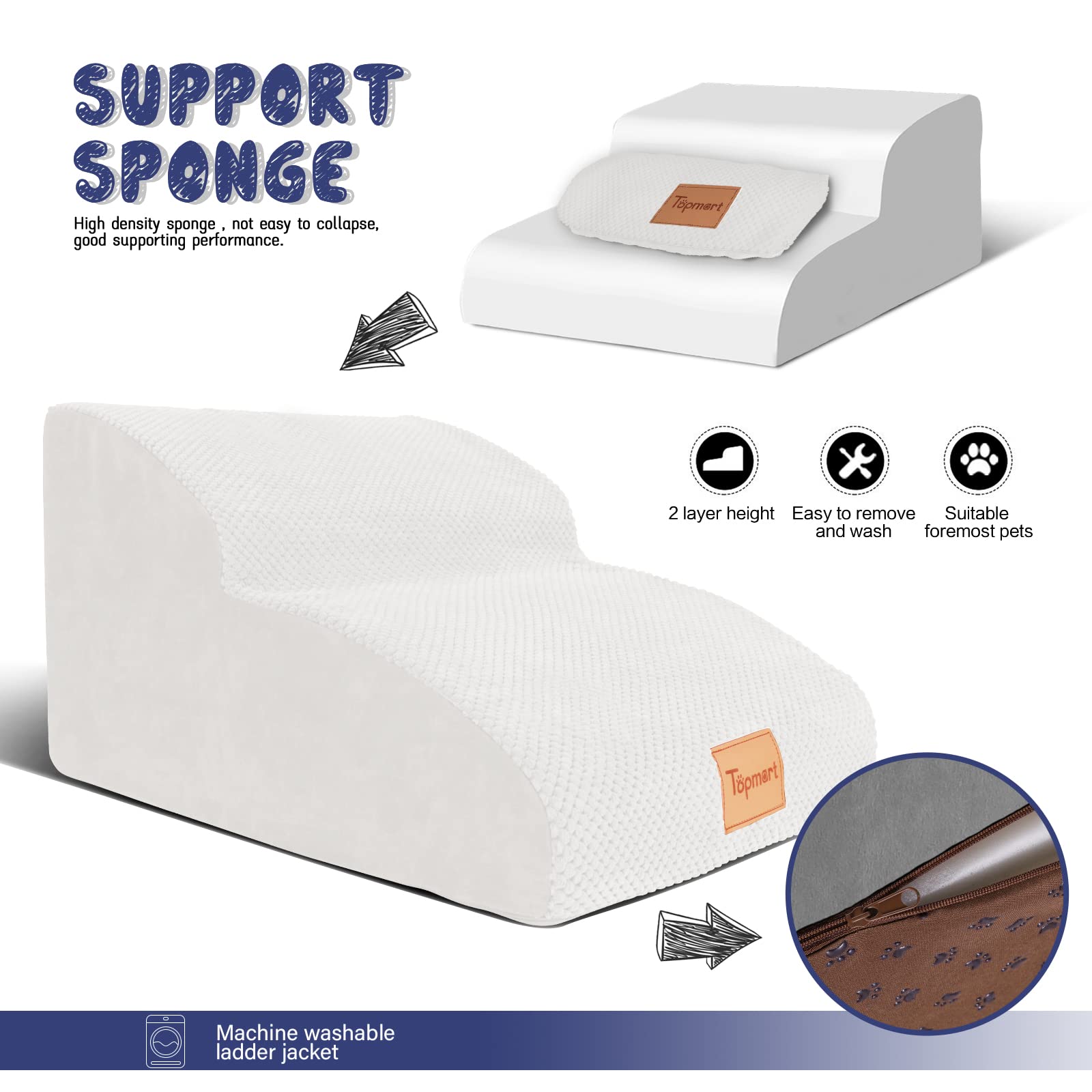 Topmart dog ramp non-slip base provides stable footing on furniture.