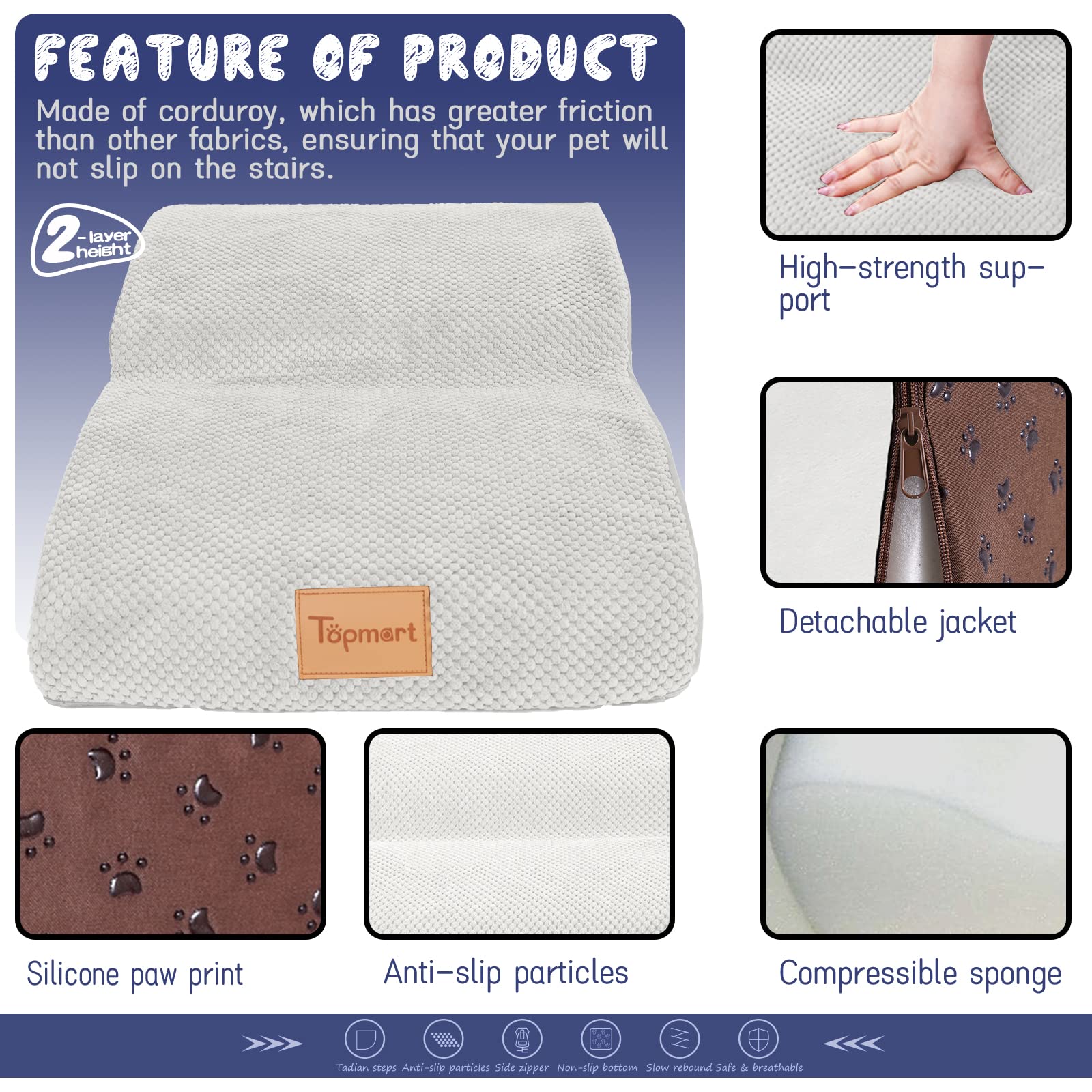 Topmart foam ramp packaging shows vacuum compression and foam rebound after unpacking.