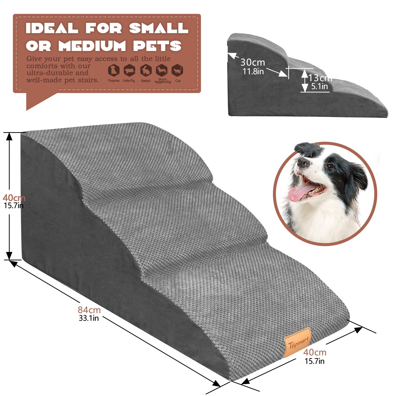 Topmart dog ramp waterproof cover detail helps keep sponge clean during use