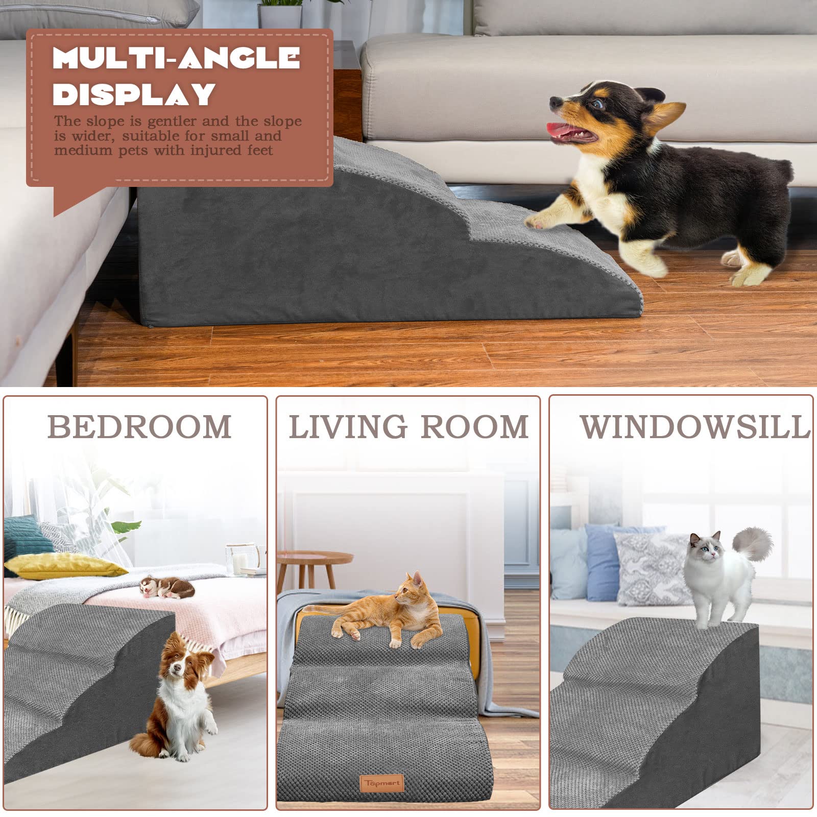 Topmart elder pet use case shows comfortable climbing aid