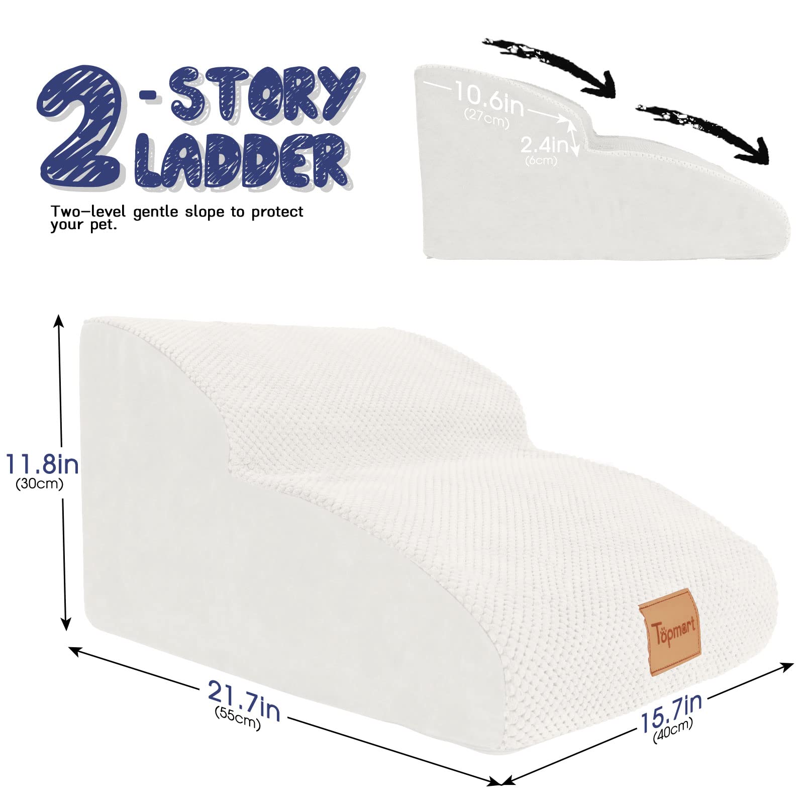 Topmart High Density Dog Ramp extended-step detail shows longer steps for safer climbs.