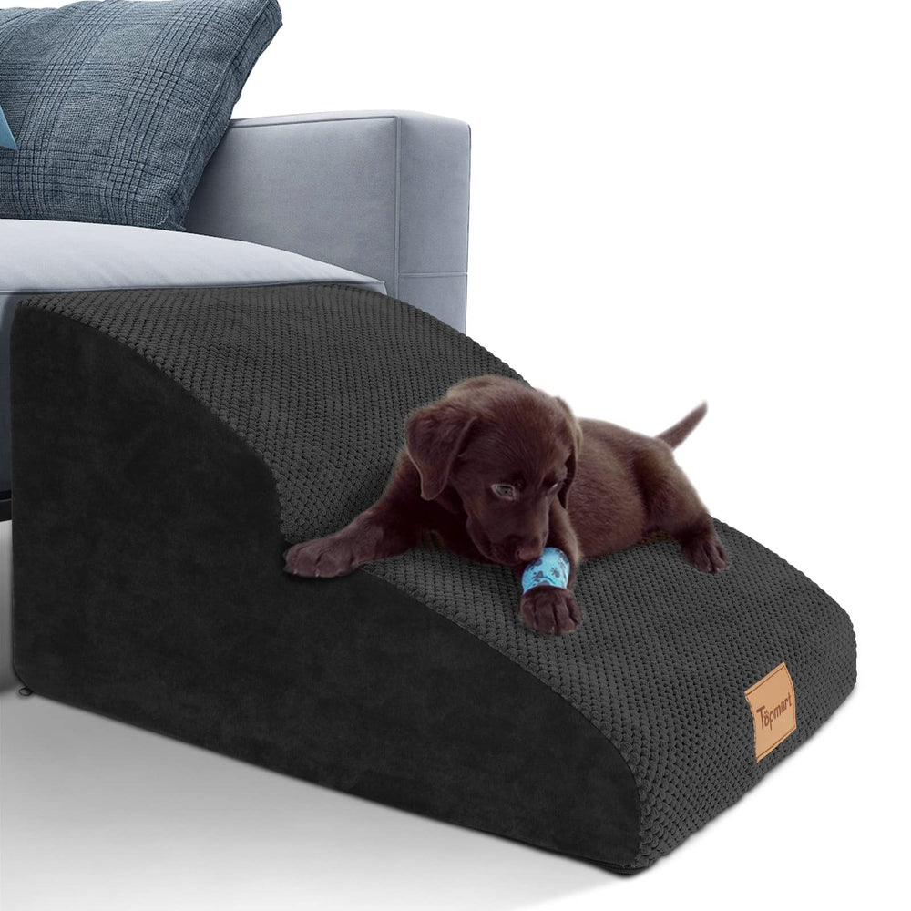 Topmart High Density Extended Foam Dog Ramp front view shows stable two-tier design for easier access.