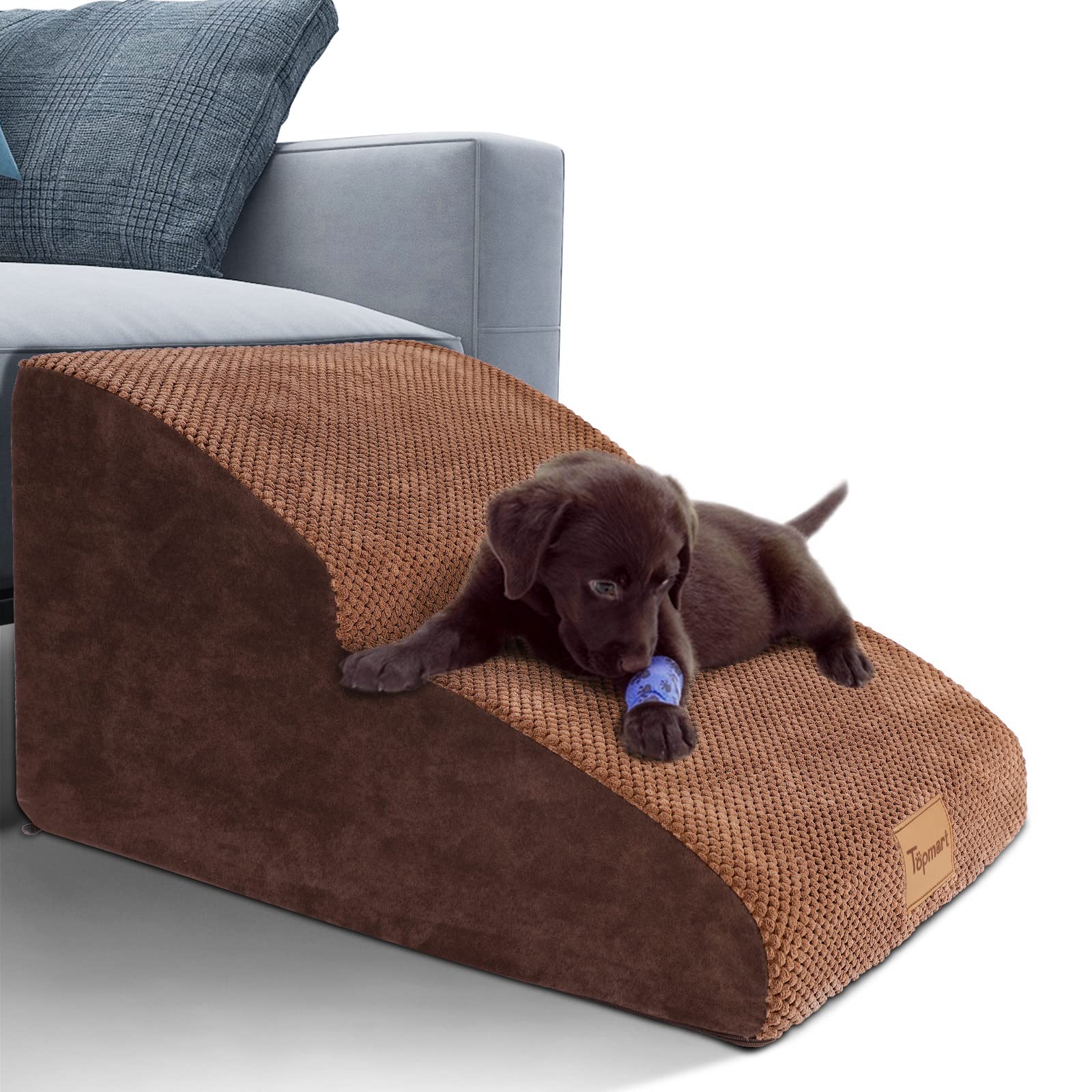 Topmart high-density extended foam dog ramp side view for aging pets