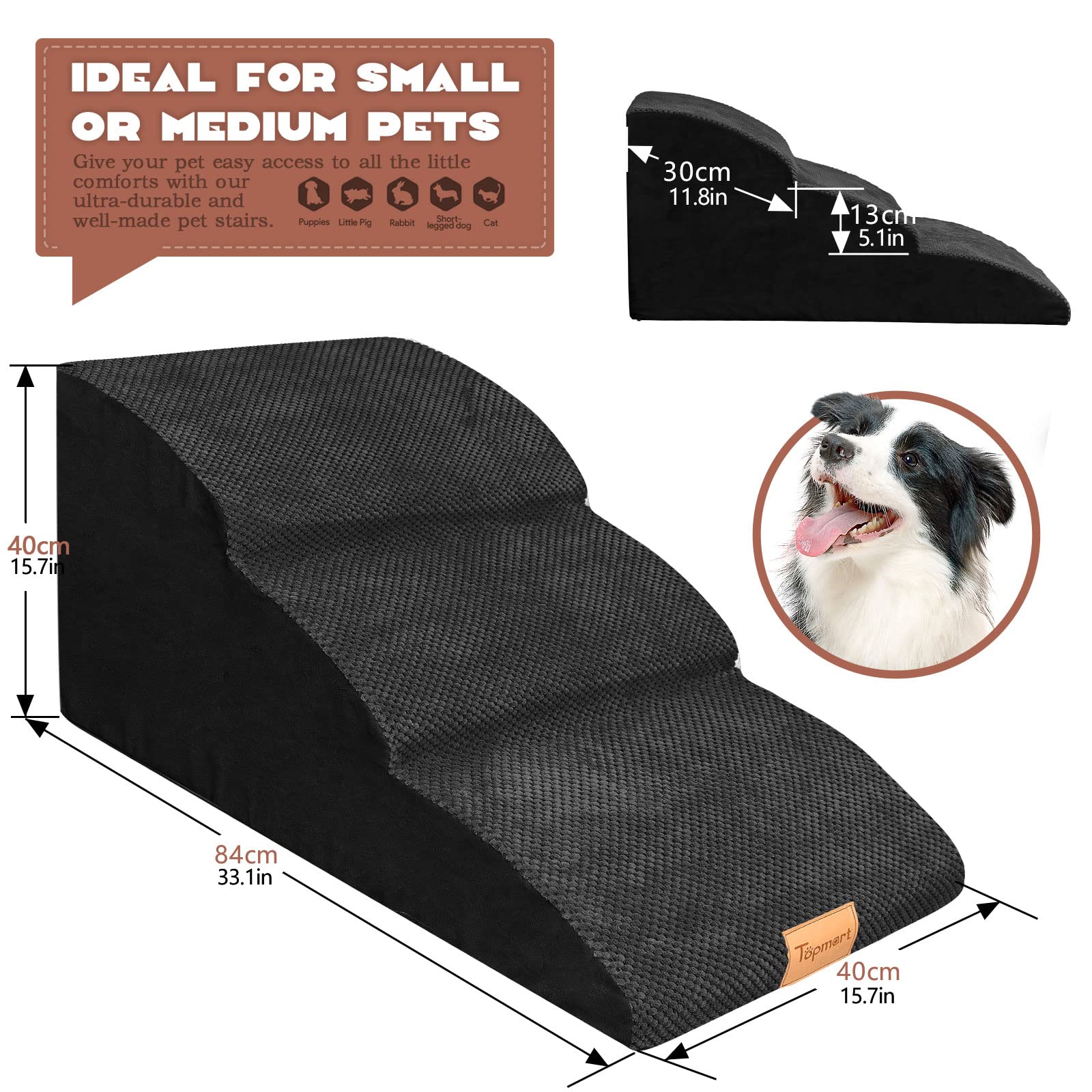 Topmart high-density foam close-up showing durable, supportive core for aging pets.