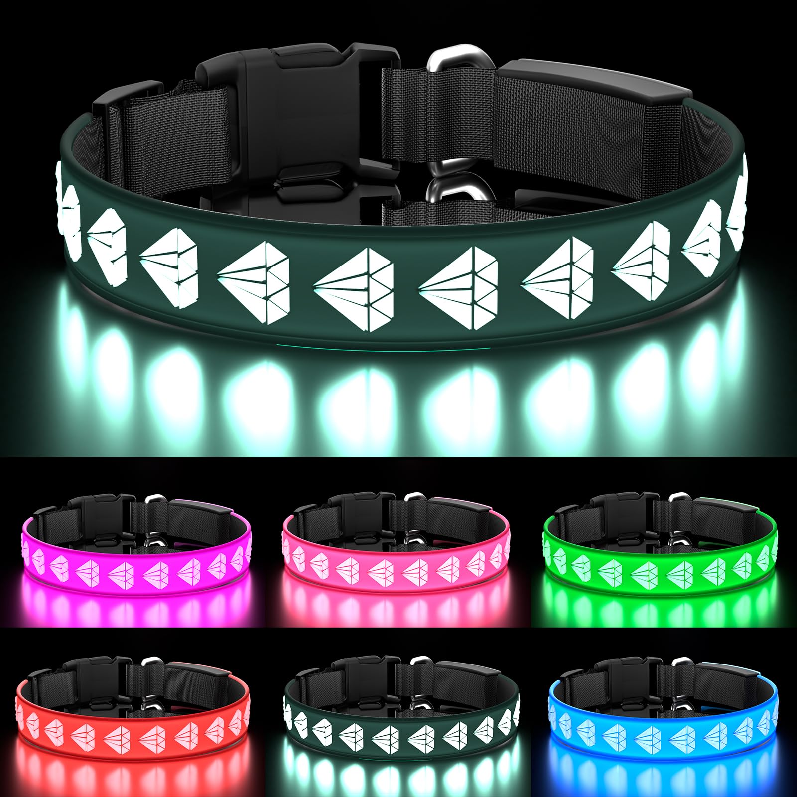TOPOTO Light Up Dog Collar with 3D design improves nighttime visibility for safer night walks.