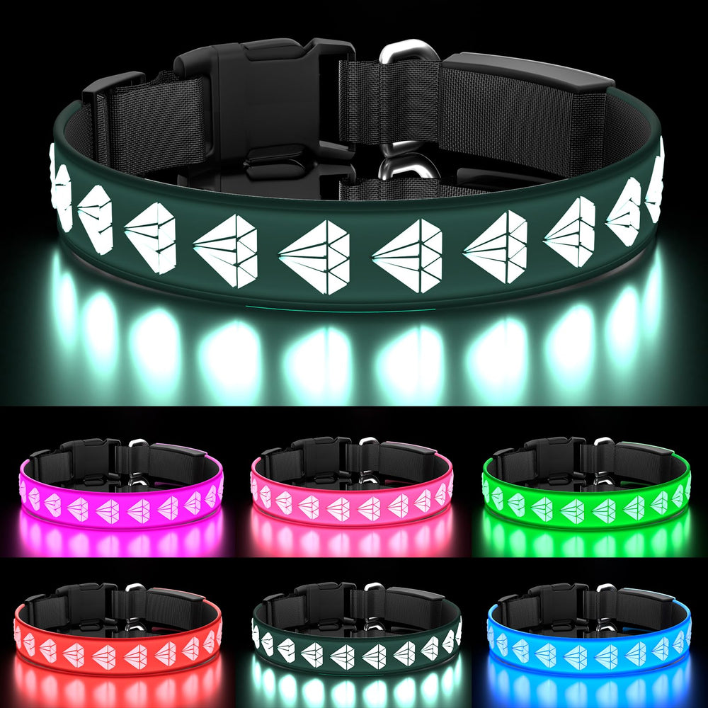 TOPOTO Light Up Dog Collar with 3D design improves nighttime visibility for safer night walks.