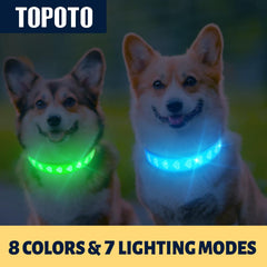 TOPOTO light up dog collar green 3D diamond design adds stylish detail during evening strolls.