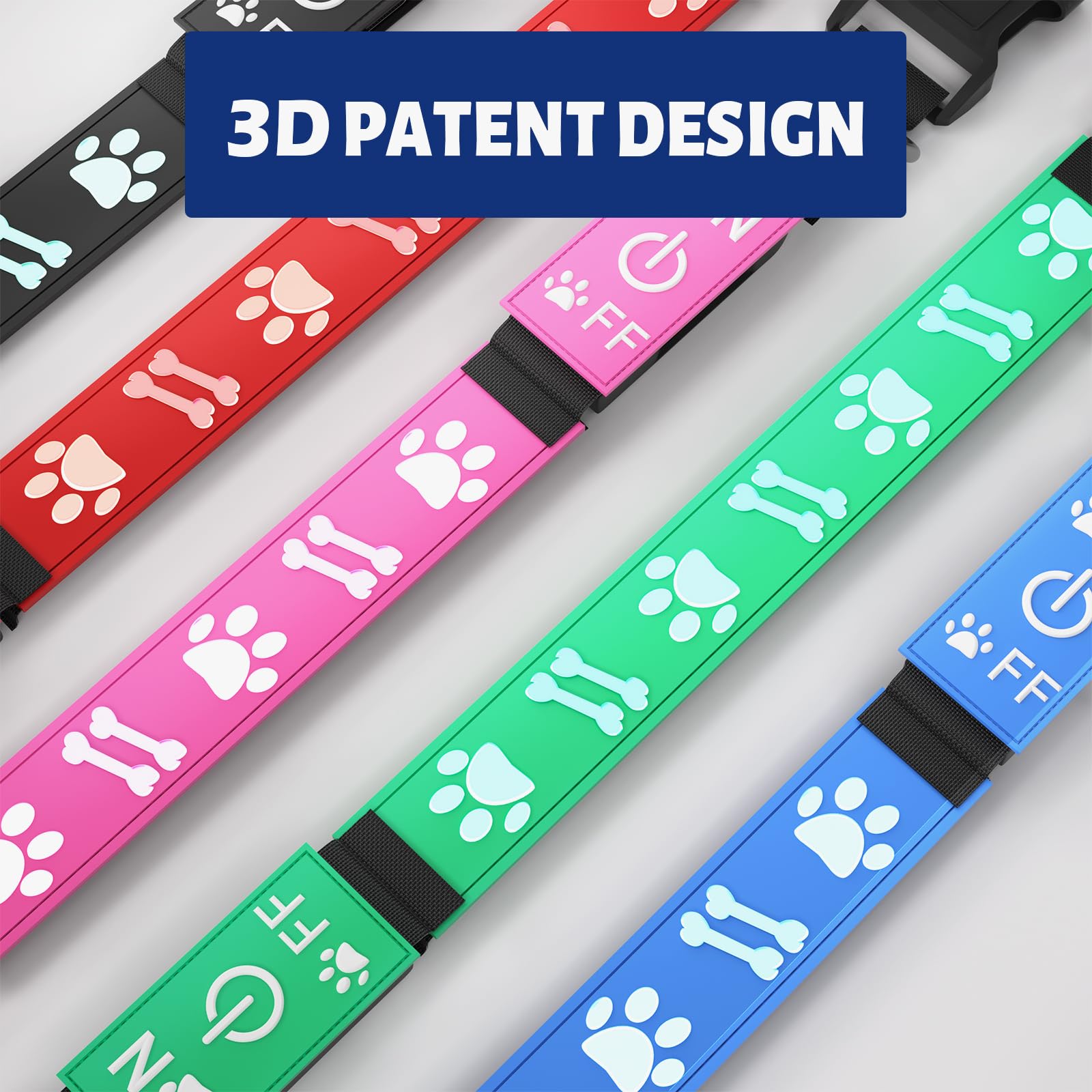 TOPOTO light-up dog collar red side profile improves visibility during evening strolls