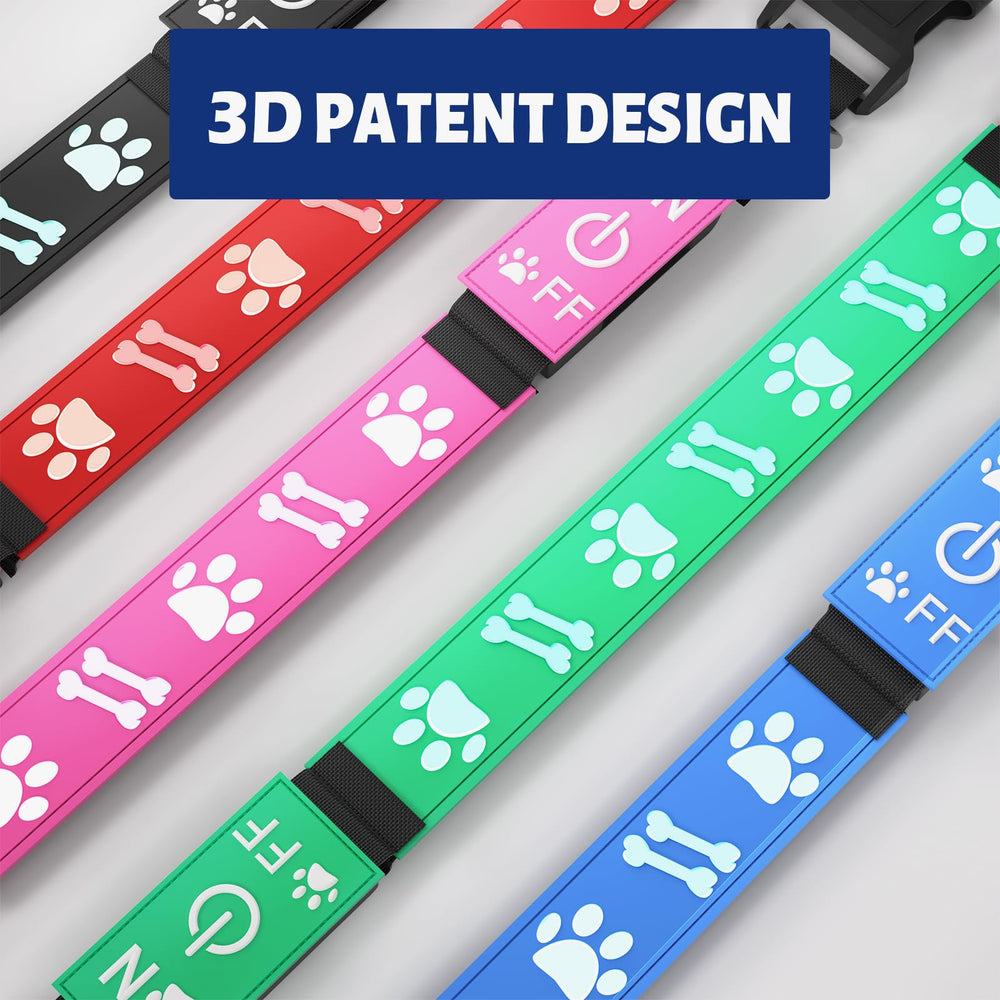 TOPOTO light-up dog collar red side profile improves visibility during evening strolls